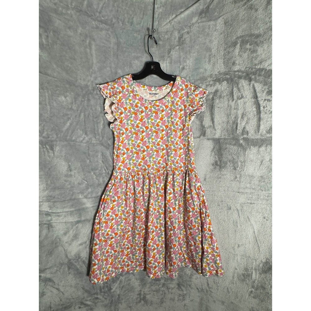 Old Navy Girls Floral Flutter Sleeve Fit and Flare Dress Multi-Color Size 10-12